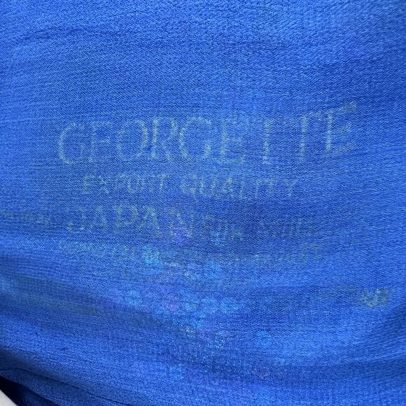 Vintage Silk Sequin Beaded Iridescent Puff Pleated Short Sleeve Button Up Blouse - Picture 6 of 8